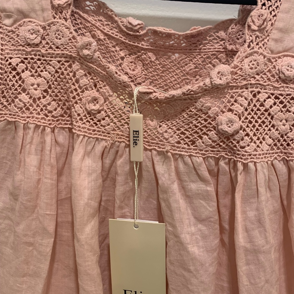 Elie Tahari Blush Pink Lace Accent Blouse - Picture 4 of 5